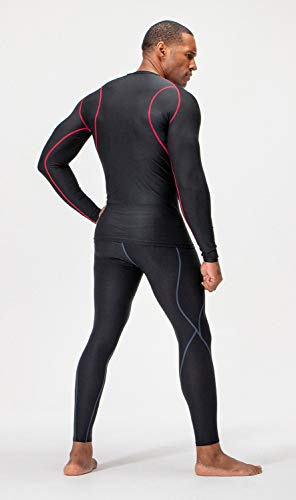 DEVOPS 3 Pack Men's Athletic Long Sleeve Compression Shirts (X-Large, Black/Black/Black)
