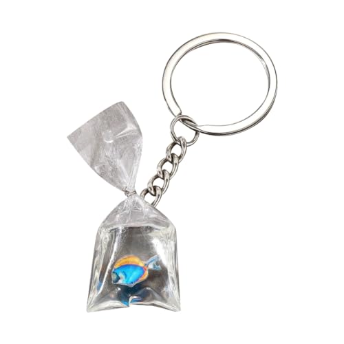 Portable Resin Marine Keychain Eye Catching Fish Water Bag Keyring Charm