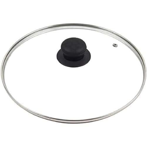 Gigzo Land Universal Cooking Pan Lid Cover Clear Tempered Glass Lids with Heat Resistant Knob Replacement Cover for Frying Pan & Skillet Cookware - Saucepan Cover for Kitchen 18cm