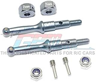 GPM For Tamiya T3-01 Dancing Rider Trike Upgrade Parts Aluminum Rear Wheel Shaft With Hex Adapter (7mm) - 8Pc Set Gray Silver