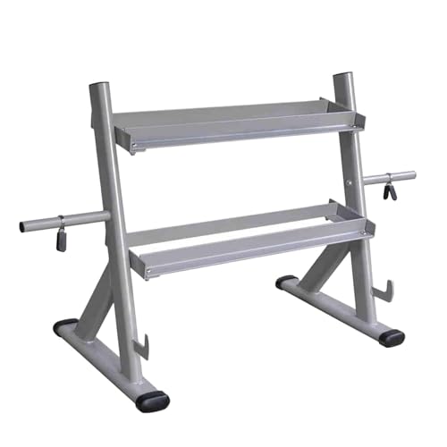 2-Tier Steel Dumbbell Rack Stand with Removable Weight Plate Storage Bar, Home Gym Dumbbell Organizer for Strength Training (Black)