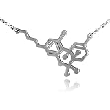 Clayton Jewelry Labs THC Tetrahydrocannabinol Weed Marijuana Molecule Stainless Steel Necklace (Steel)