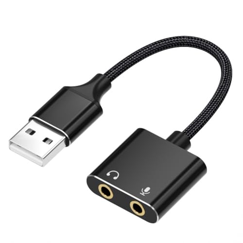Portable USB External Sound Card Adapter with Integrated Earphone & Mic Holes for, Streaming & Voice Calls