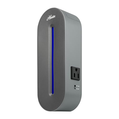 Hunter Plug-in UV Air Sanitizer, Gray – Whisper Quiet UV-C Air Sanitizer, Matches A Variety of Room Decors and Styles