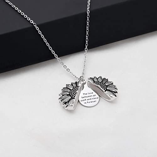 WUSUANED Aunt And Niece Gift The Love Between An Aunt And Niece Is Forever Necklace Sun Flower Pendant Necklace Relationship Jewelry4