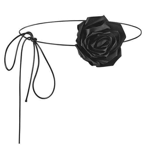 Ayliss Flower Belt for Dress Women Bohemian Style Rope Braid Waist Belt Rose Flower Choker Necklace Camellia Waist Chain3
