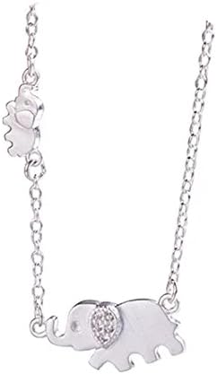 925 Sterling Silver Little Baby Elephant With Cubic Zirconia Girls Women's Necklace