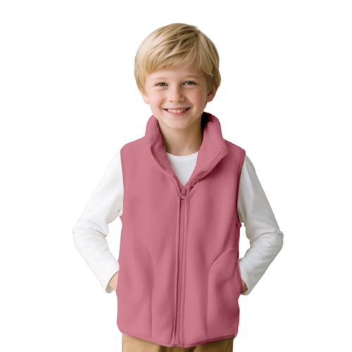 Kids Boys Girls Fuzzy Fleece Zip Up Vest Coat Toddler Sleeveless Stand Collar Waistcoat Teens Winter Thicken Wool Warm Jacket
