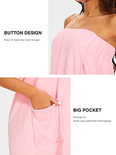 Image of Kniffi Shower Wrap Robe for Women Bath Body Towel Wrap Spa Soft bathrobe with Adjustable Snap Closure