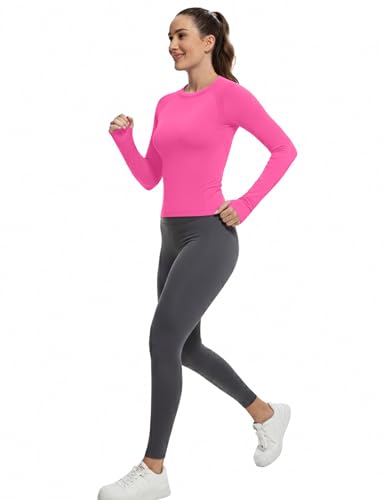 Image of MathCat Workout Shirts for Women Long Sleeve, Workout Tops for Women, Quick Dry Gym Athletic Tops,Seamless Yoga Shirts XS-XL