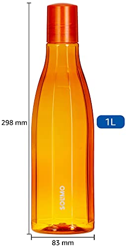 Image of Amazon Brand - Solimo Plastic Water Bottles 1L each - Set of 3, Multicolour