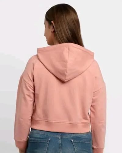 Image of Rabboni Women's Crop Fleece Hoodie Jacket | Full Sleeve Zip-Up Hooded Sweatshirt for Women & Girls | Soft Warm Casual Winter Wear Crop Hoodie