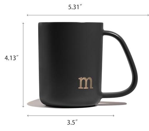 COLLECTIVE HOME - Ergonomic Handle Ceramic Mug, 15 oz Personalized Coffee Cup with Golden Initial, Microwave & Dishwasher Safe, Elegant Monogram Tea Mug in Gift Box for Home & Office (Black-m) - Image 2