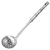 Newness Small Slotted Spoon, Integral Forming Skimmer Cooking Spoon, 304 Stainless Steel Strainer Ladle with Vacuum Ergonomic Handle for Kitchen, [Rustproof, Lightweight, Durable], 11.61 Inches