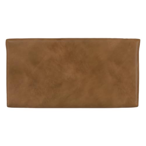 SIMPLIHOME Morrison 49" Wide Genuine Leather Rectangle Ottoman in Caramel by SIMPLIHOME - Used condition - Image 5