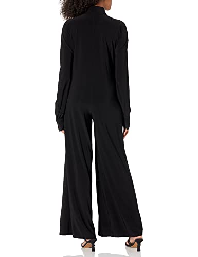 Norma Kamali Women's Oversized Ty Front Nk Shirt Jumpsuit, Black, Large #TOP1