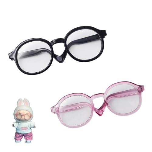 QIXINGWISE Mini Glasses for 17cm Lububu Doll, Black & Pink