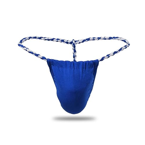 Men's Sexy Low Waist Thong Sexy Handmade Woven Rope Thong Solid Bulge Pouch Underwear G-Strings Breathable Briefs2
