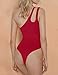 SAUNGKUAI Women's Sexy One Shoulder Sleeveless Cutout Thong Bodysuit Tank Top Body Suits V Backless Tummy Control Shapewear Red M