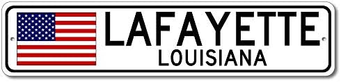 Lafayette, Louisiana USA Flag Sign - Metal Novelty Sign for Home Decoration, Man Cave or Manspace Wall Decor, Street Sign - 4x18 inches image 5