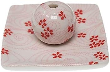 ACSWEBSHOP Electric Red Mini Flowers Incense Holder Square Dish Type