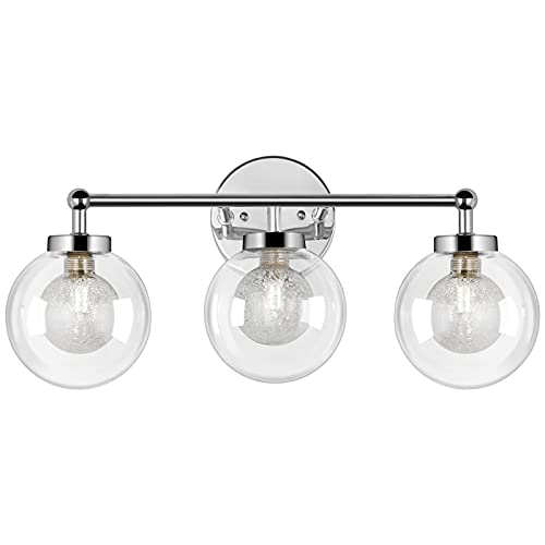 OOWOLF LED Vanity Light, 17.7 inch 11W 5000K Indoor Wall Light Fixtures, Chrome-Plating 3-Light Bathroom Lighting Fixtures Make-up Mirror Front Light