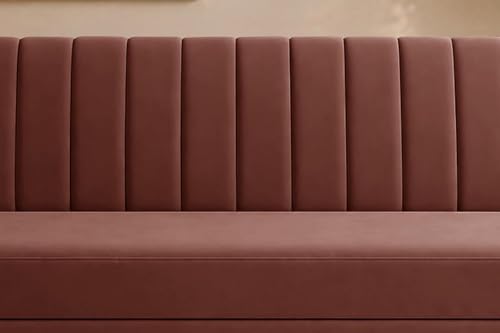 Image of Modern Velvet 3-Seater Sofa Cum Bed, Convertible Sleeper Couch Sofa for Living Room, Bedroom & Office - Brown Color