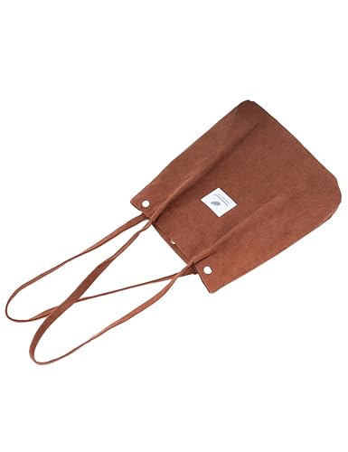 Image of TOPASION Cute Corduroy Tote Bag Canvas Shoulder Handbags for Women Travel Shopping
