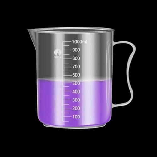 Image of Measuring Jugs, Plastic Food Grade Liquid Measuring Cups Molded Graduations - Chemical Resistant, Autoclavable - Handle for Convenient Lifting (1, 1000ml)