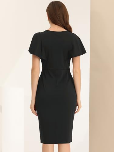 Allegra K Pencil Dress for Women's V Neck Flare Sleeve Wear to Work Sheath Dresses3