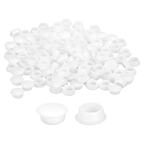 Image of uxcell 150Pcs Screw Hole Plugs, 12mm(1 /2 inch) Dia Plastic Round Button Plugs Snap in Locking Hole Covers Flush Type Caps for Furniture Cabinet, White