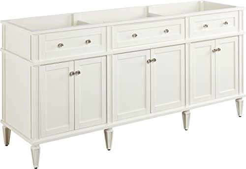 Signature Hardware 454012 Elmdale 72" Mahogany Wood Double Vanity Cabinet - White