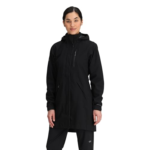 Outdoor Research Women's Aspire 3L Trench | Waterproof, Windproof, Hooded, Standard Fit, Black, X-Large