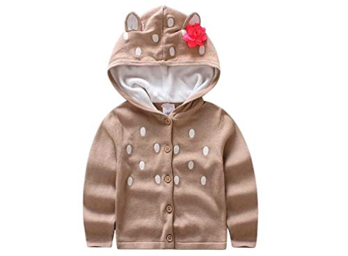 Kids Girl Cotton Cardigan Sweater Print Cotton Hooded Knit Cardigan Sweaters for Girls