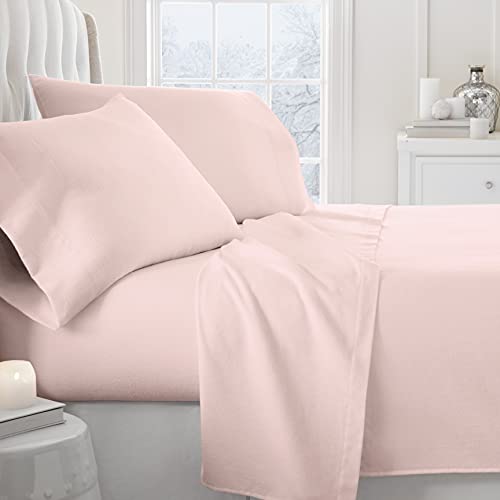 Linen Market Juego de sábanas de Franela Ultra Suave de 4 Piezas, matrimonial, Rubor