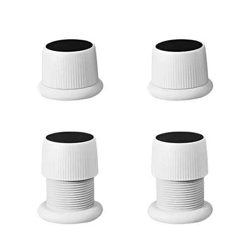4 PCS Adjustable Bed Risers, Headboard Wall Stopper, Adjustable Bed Frame Anti-Shake Tool, Small Furniture Riser for Table Chair Sofa Washing Machine(White,4-6cm)