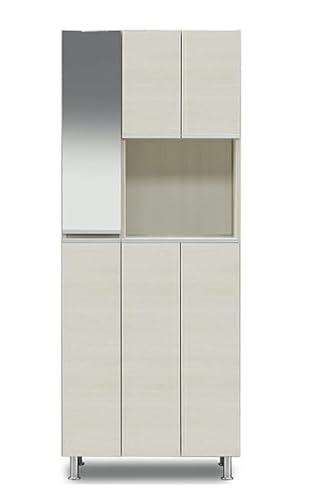 日本製 モダン 幅73cm 高さ185cm ハイタイプシューズボックス 靴箱 下駄箱 洗えるプラスチック棚 完成品 (ホワイト)