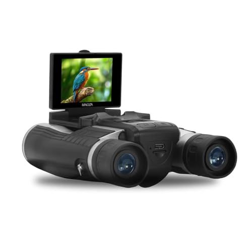 Minolta MN1232A 12x32 Roof Prism Digital Binoculars with 4K Ultra HD Camera, Black