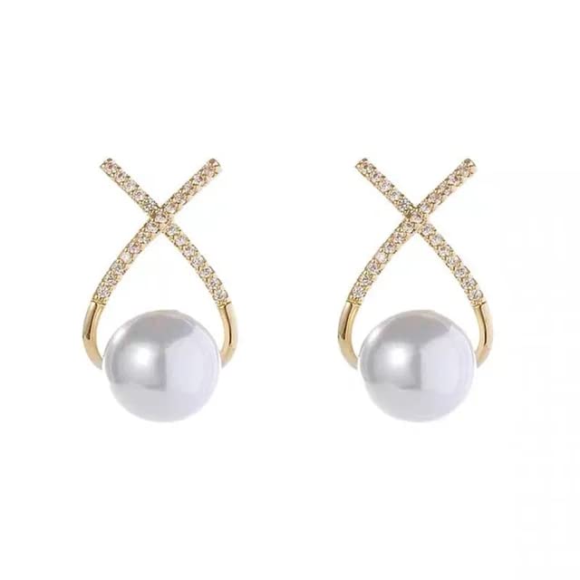 Korean White Pearl Studded Cross Drop Earrings For Girls And Women (Western - 2, Alloy Steel) (B0C4Y618FM) Amazon Price History, Amazon Price Tracker