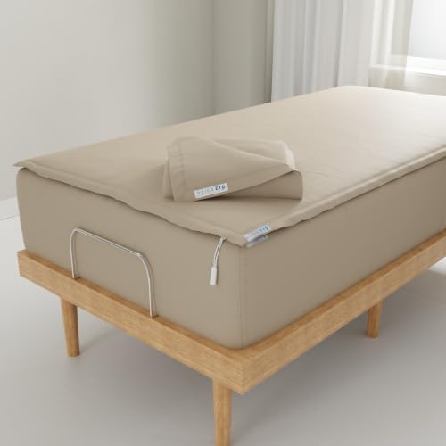 Image of QuickZip Fitted Plus Spare Bundle: 1 Fitted Sheet (Base + Zip Sheet) & 1 Zip Sheet - Easy to Change, Won't Pop Off - Soft Sateen 400 TC 100% Cotton - 15 inch Deep Pockets Twin XL Size Sheets - Sand