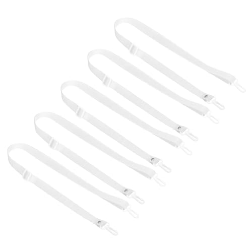 PATIKIL 125cm x 2cm Replacement Shoulder Strap, 5 Pack Adjustable Swivel Clips Hook Buckle Slide Crossbody Bag Belt for Water Bottle Carrier Sling Bag, White