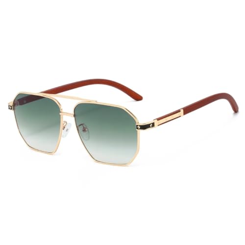 Lunettes de soleil homme UV400 double monture metallique effet bois MUTYNE