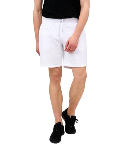 FASHION MY LOVE® Men's Shorts Summer Fleece Jogging Lounge Wear Shorts Men’s Fleece Jogging Sweat Shorts with Drawstring Casual, Training, Running and Workout Short for Men Size S-XL White