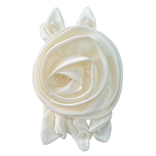 Elegant Pearls Rose Flower for Evening Gown Banquet Dresses Sewing On Applique for Handcraft Project Scarf Clothing Hat