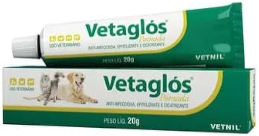 Vetaglos, Pomada Cicatrizante e Anti-infecciosa, 20g, para Cães e Gatos