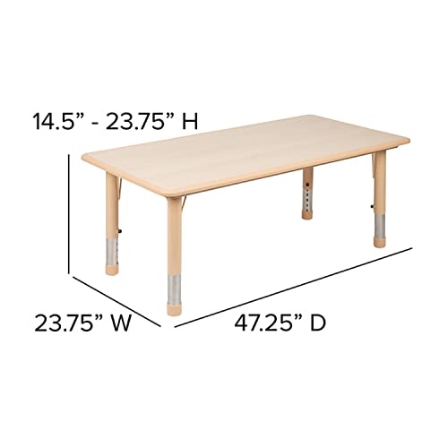 Flash Furniture 23.625"W X 47.25"L Rectangular Natural Plastic Height Adjustable Activity Table #TOP2