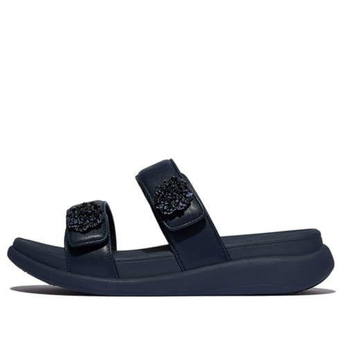 Image of FitFlop womens F-mode Go Beadie-button Adj. Flatform 2-bar Slides