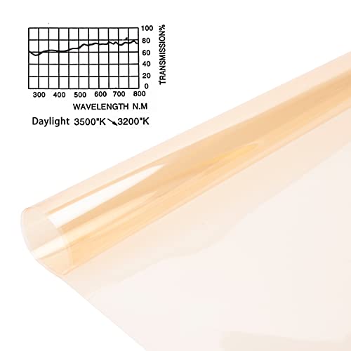 PYXEL STUDIO Orange Beleuchtung Gel Filter Transparente Farbkorrektur 1/8 CTO Farbige Beleuchtung Blatt Handwerk für 800W Rotkopf Licht Strobe Spotlight Flash Fotografie Foto Wratten Filter, 50x40cm