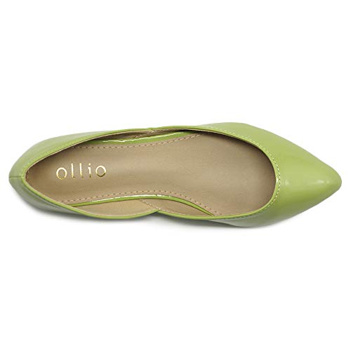 Ollio Women's Shoes Patent Slip On Comfort Light Pointed Toe Ballet Flats F110 (7 B(M) Us, Apple Green) #TOP5