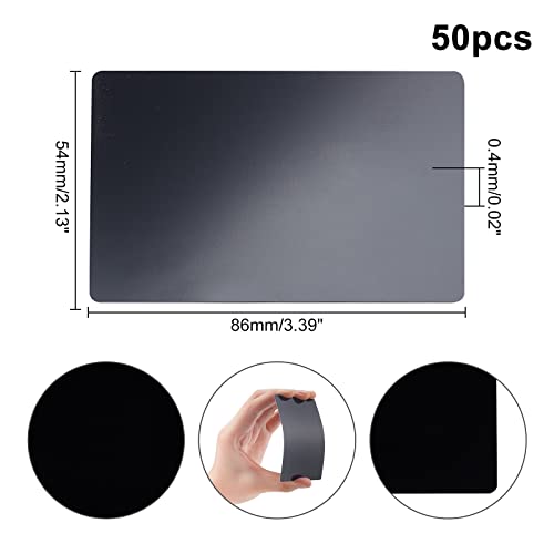 nbeads 50 Stück 0,4 mm dick Metall-Visitenkarte, 8.6x5.4 cm Schwarz Aluminium Blanko Namenskarten Lasergravierte Geschäftsvisitenkarte Für Bürokunden DIY Geschenkkarten